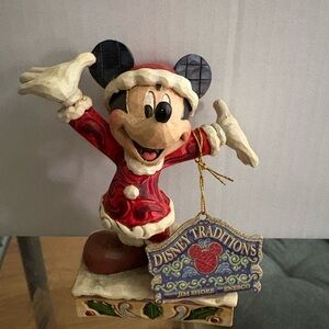 Disney Traditions Mickey Mouse Red and White Holiday Figurine